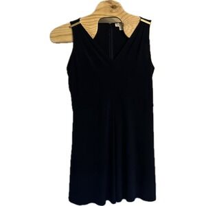 MK Michael Kors Womens Sleeveless‎ Navy Blue Dress With Gold Detail Size 14 READ